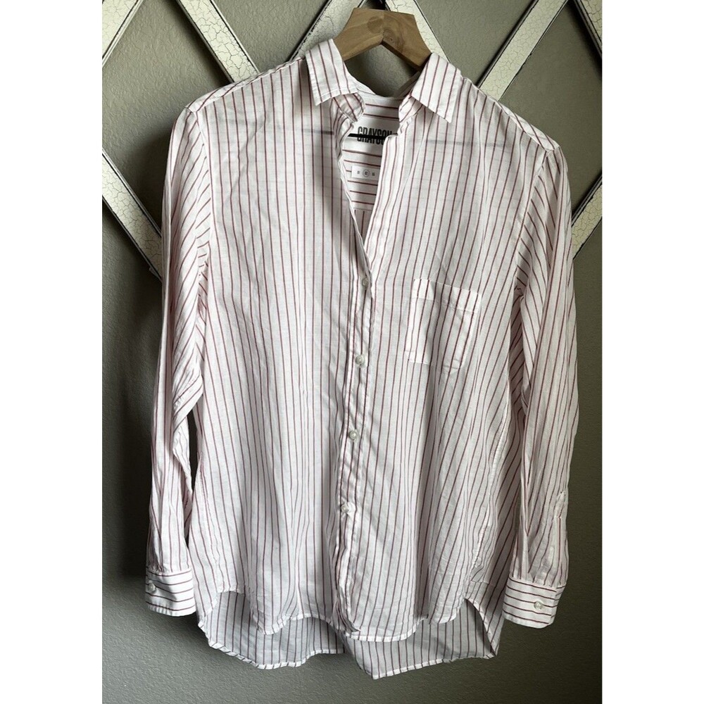 Grayson The Hero Women's size 02 (S) Striped Cotton Button Down Shirt